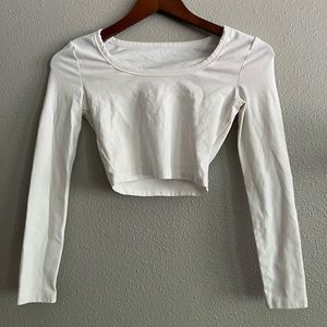 White Long Sleeve Crop Top